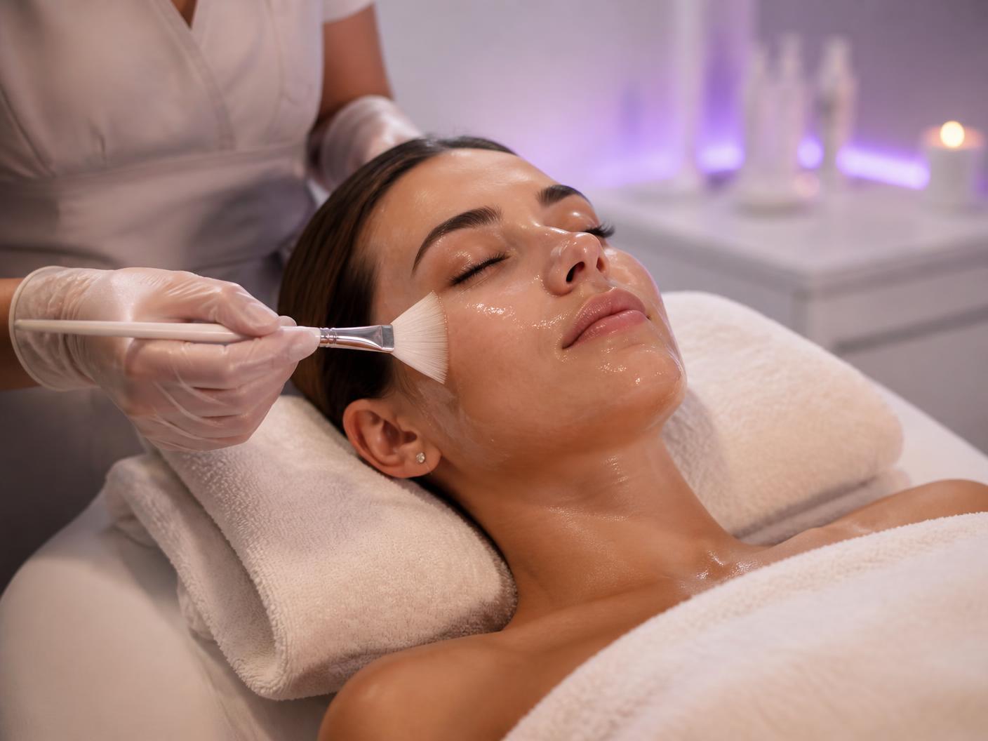 Medical facial being performed on a patient