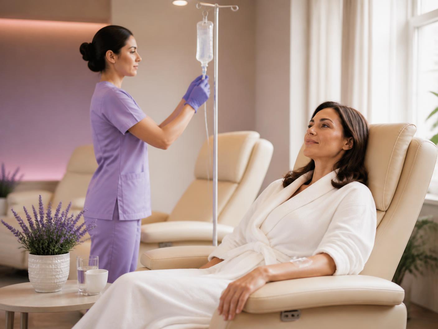 IV wellness drip therapy in a calm private suite